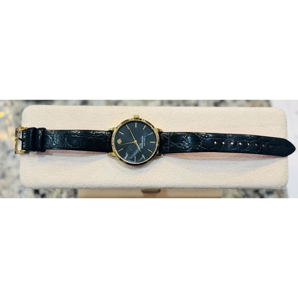 Kate Spade New York Classic Gold Watch with Navy Face and Black Leather Band main image 4